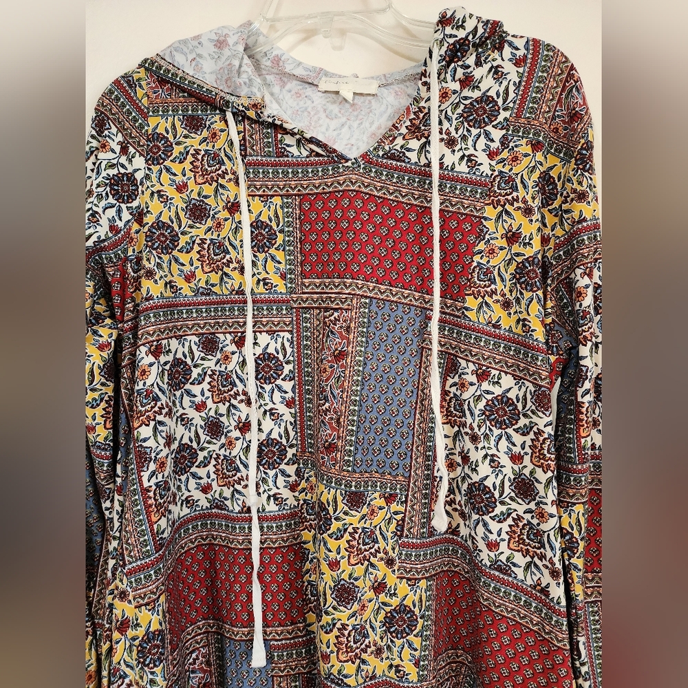 Multicolor Patchwork Hoodie Dress - image 2